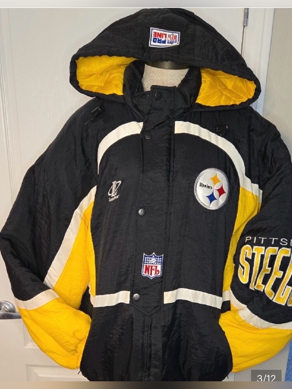 VINTAGE 90s Logo Athletic Proline Pittsburgh Steelers full zip jacket size XL